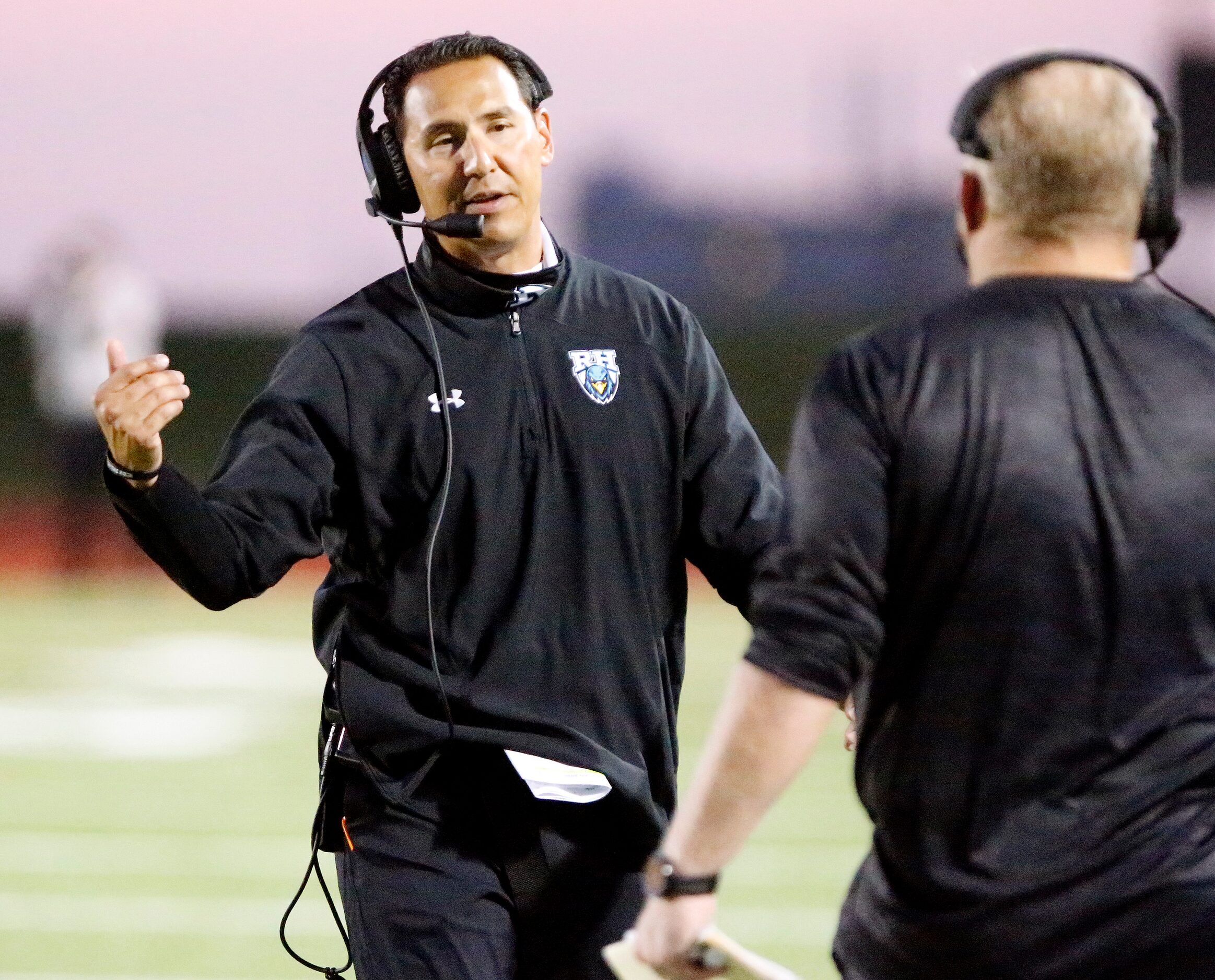 Rock Hill High School head coach Mark Humble during the first half as Heritage High School...