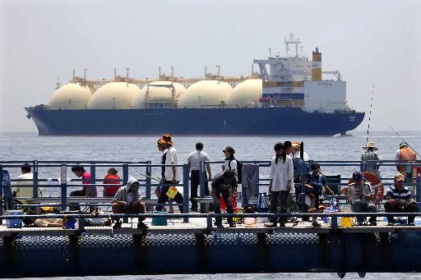 An LNG tanker leaves a berth in Japan.