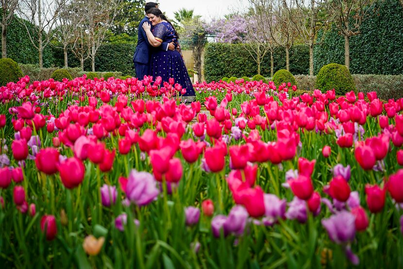 Newlyweds Laura Remson and Abhishek Ravi posed for wedding photos after being married on the...