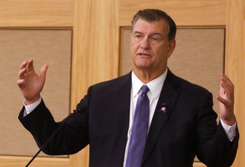 Dallas Mayor Mike Rawlings speaks at the Cities, Suburbs, and the New American Symposium at...
