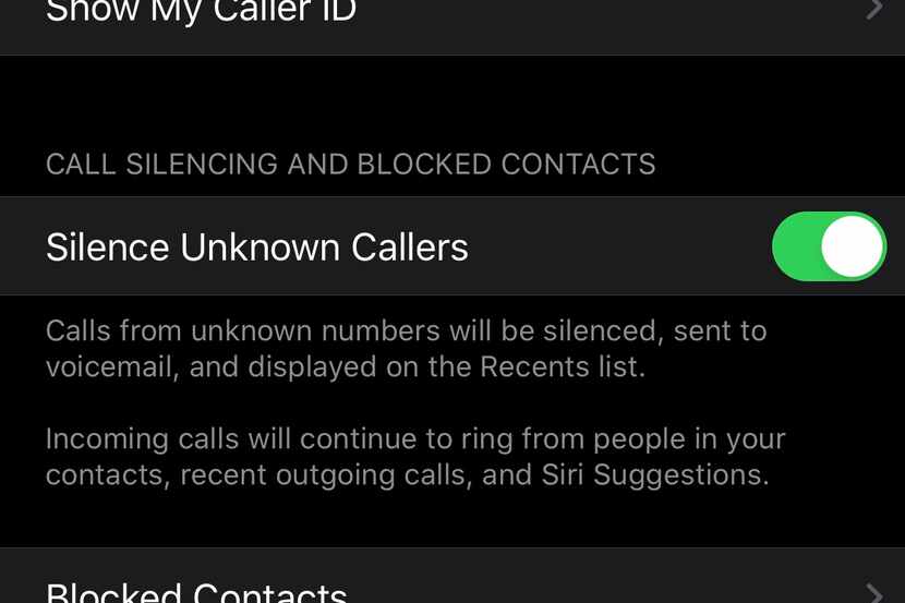The iOS 13 setting to silence unknown callers.