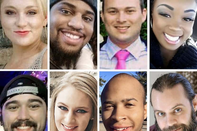 (Top row, from left) Meredith Hight, 27; Rion Morgan, 31; James Dunlop, 29; and Myah Bass,...