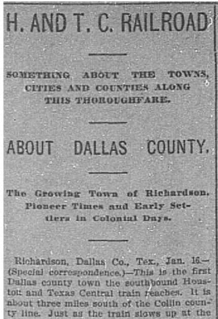 Snip of 'H. and T. Railroad' from Jan. 17, 1896.