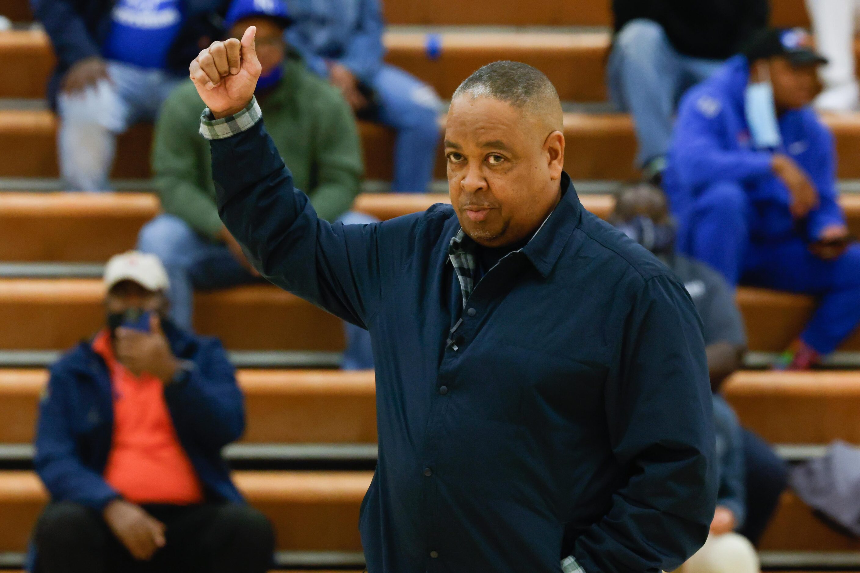 Former NBA basketball player Michael Anthony Jerome "Spud" Webb during halftime ceremony for...