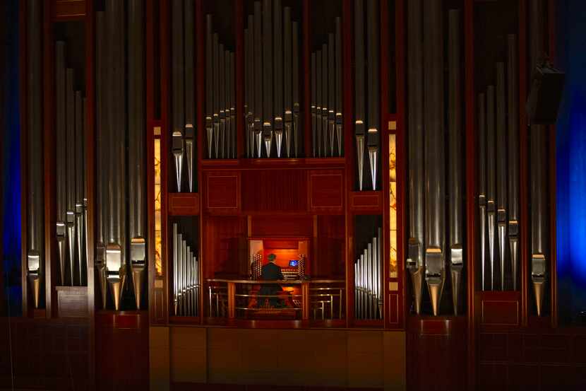 Bradley Hunter Welch plays the organ with Dallas Symphony Orchestra at Meyerson Symphony...