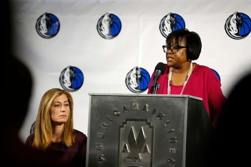 Cynt Marshall, CEO, Dallas Mavericks, (right) and Anne Milgram, Special Counsel, Lowenstein...