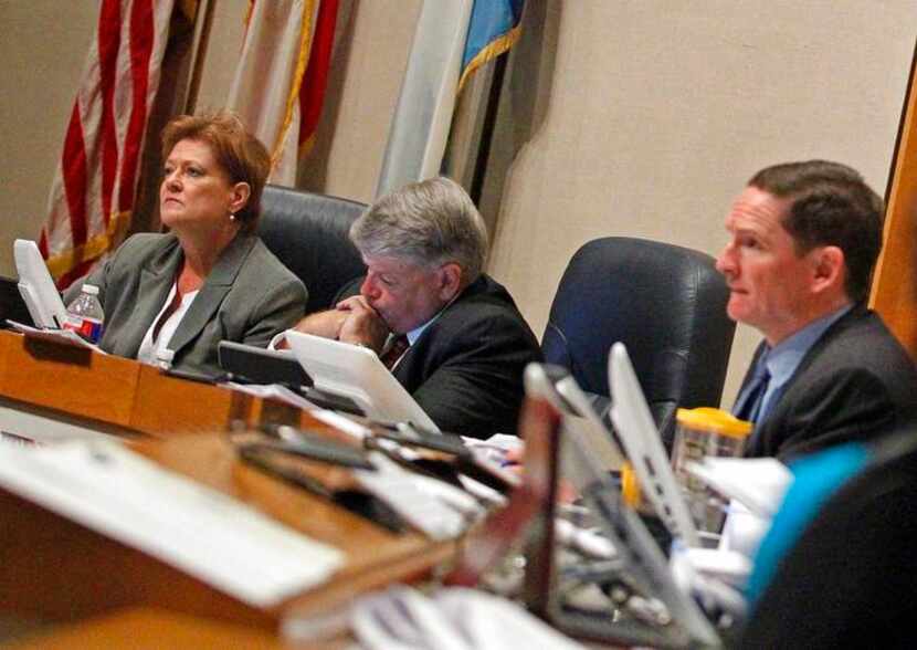 
The Dallas County Commissioners Court — including (from left) Theresa Daniel, Mike Cantrell...