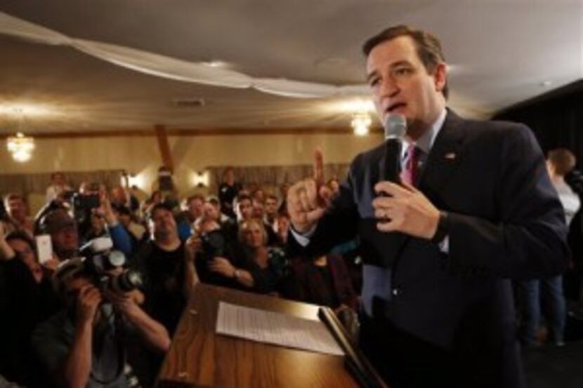  Sen. Ted Cruz, R-Texas, speaks to supporters on primary election night, Feb. 9, 2016, in...