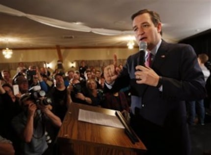  Sen. Ted Cruz, R-Texas, speaks to supporters on primary election night, Feb. 9, 2016, in...