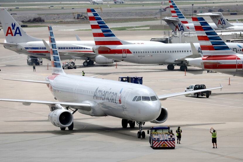 American Airlines aircraft  at DFW International Airport. 