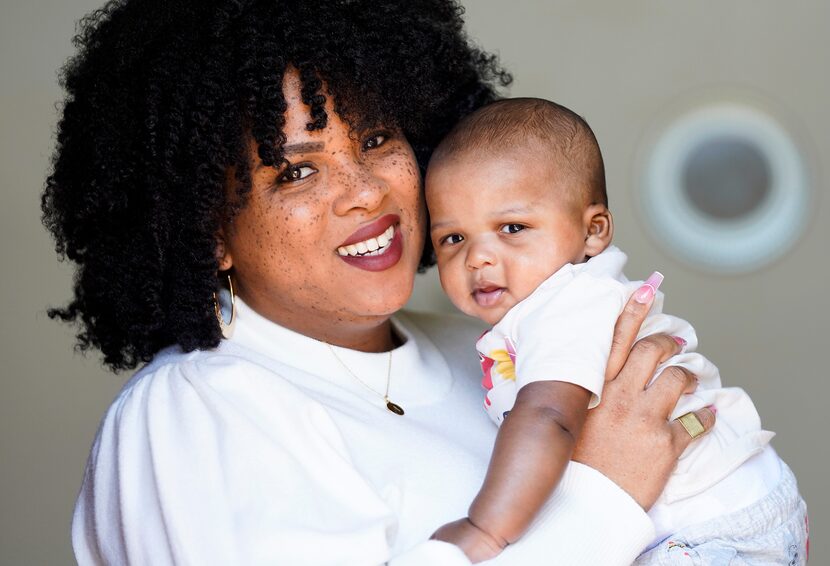 Ashleah Green photographed with her her son A'ri at home on Thursday, April 1, 2021, in...