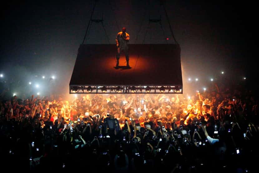 Kanye West's stage floated above fans.