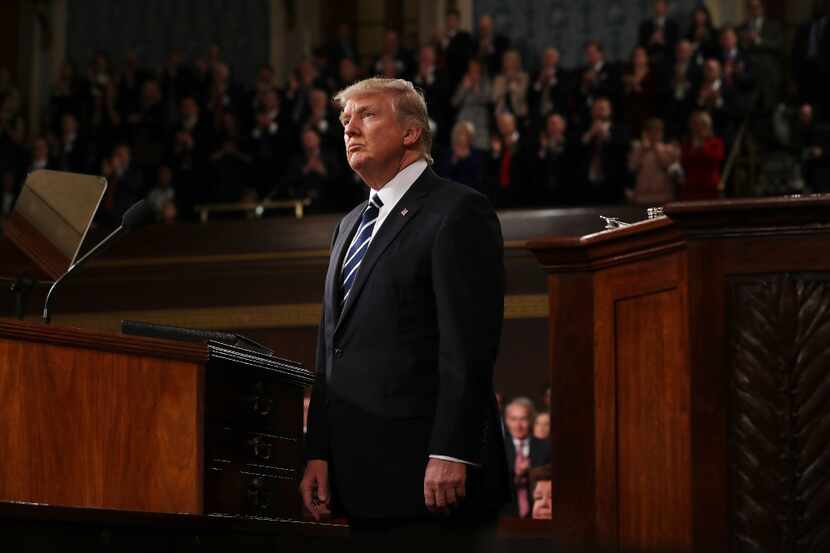President Donald Trump addresses a joint session of the U.S. Congress on February 28, 2017...