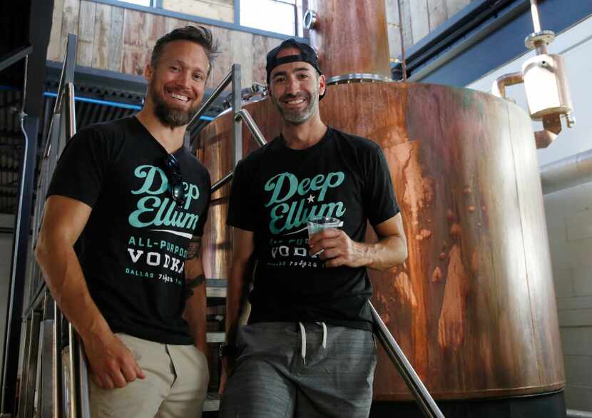 John Reardon, founder and CEO of Deep Ellum Distillery, right, said he had been "hanging on...