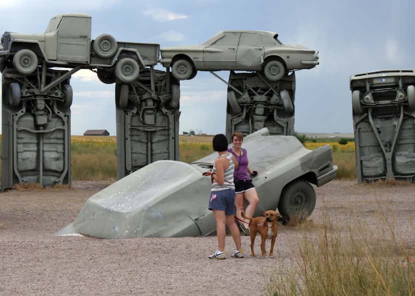 The unusual sculpture CarHenge in Alliance, Neb., is directly in the path of totality for...