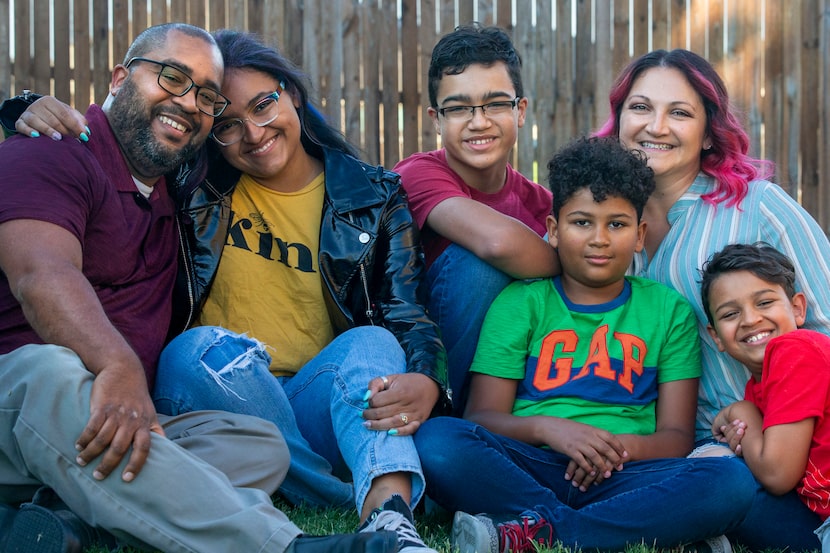 The London family — Joel (from left), Hannah, 16, Gabriel, 13, Luke, 10, Sara, and Elijah, 7...