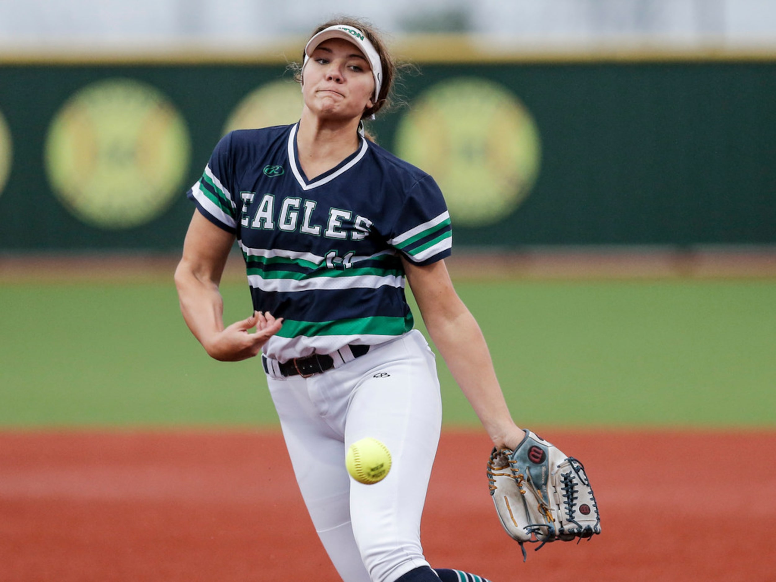 Eaton starting pitcher Maddy Wright throws during the first inning of a one-game Class 6A...