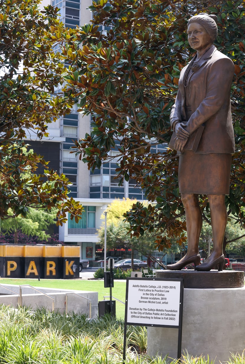 A statue stands honoring Adelfa Botello Callejo, a Mexican-American civil rights leader and...