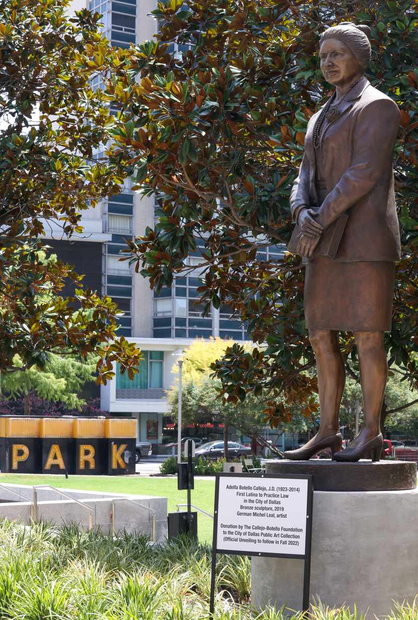 A statue stands honoring Adelfa Botello Callejo, a Mexican-American civil rights leader and...