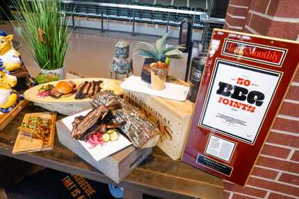 Hurtado Barbecue at Globe Life Field in Arlington will sell birria tacos (bottom left), beef...