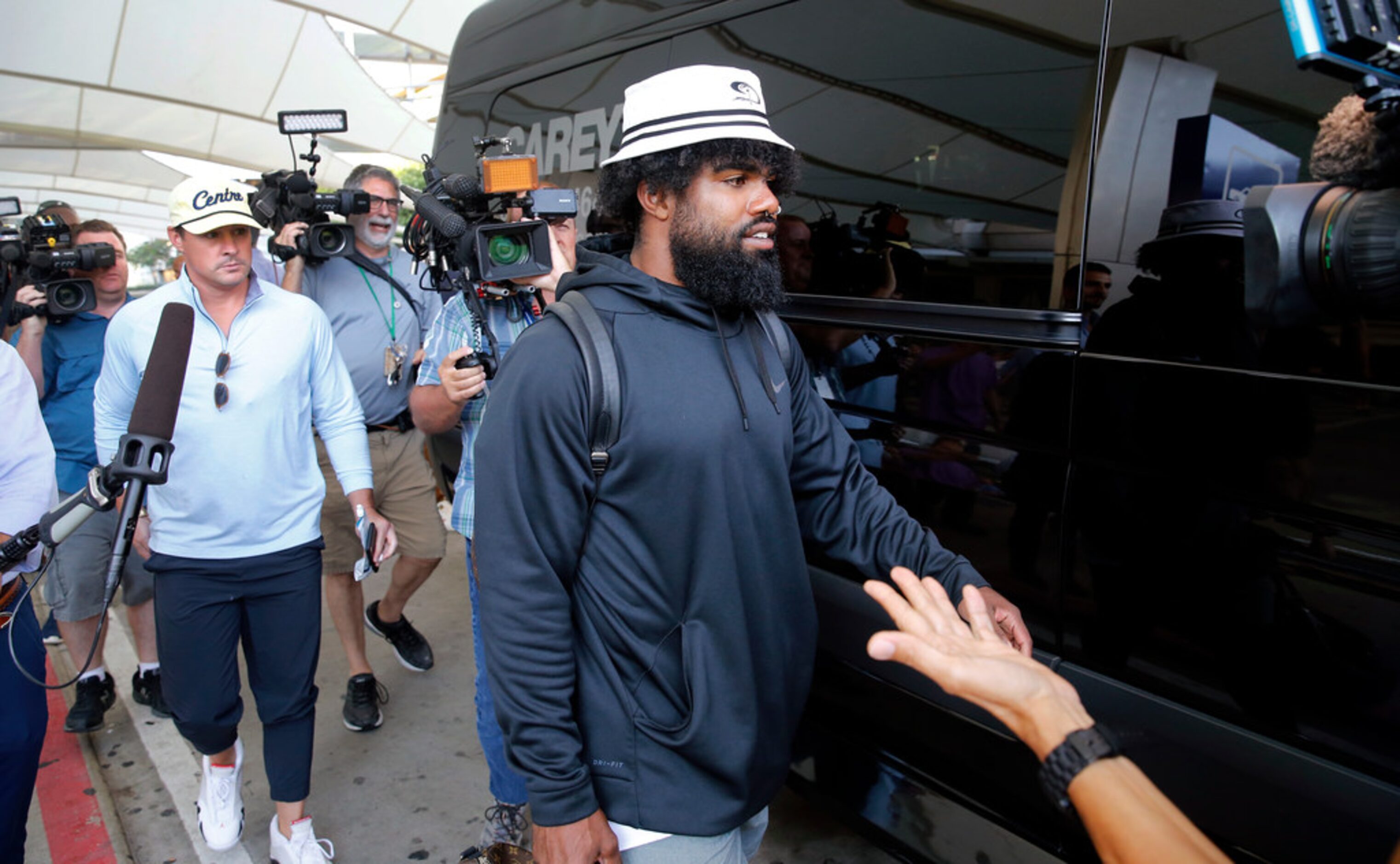 Dallas Cowboys running back Ezekiel Elliott arrived at Dallas Fort Worth International...