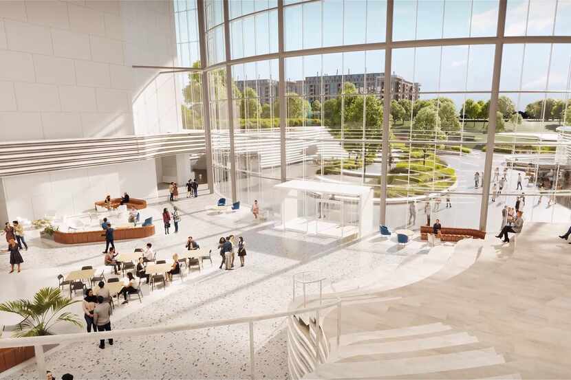 The lobby view of NexPoint's campus plans.