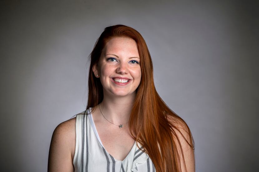 Sports intern Tess DeMeyer poses for a portrait at The Dallas Morning News studio in Dallas...