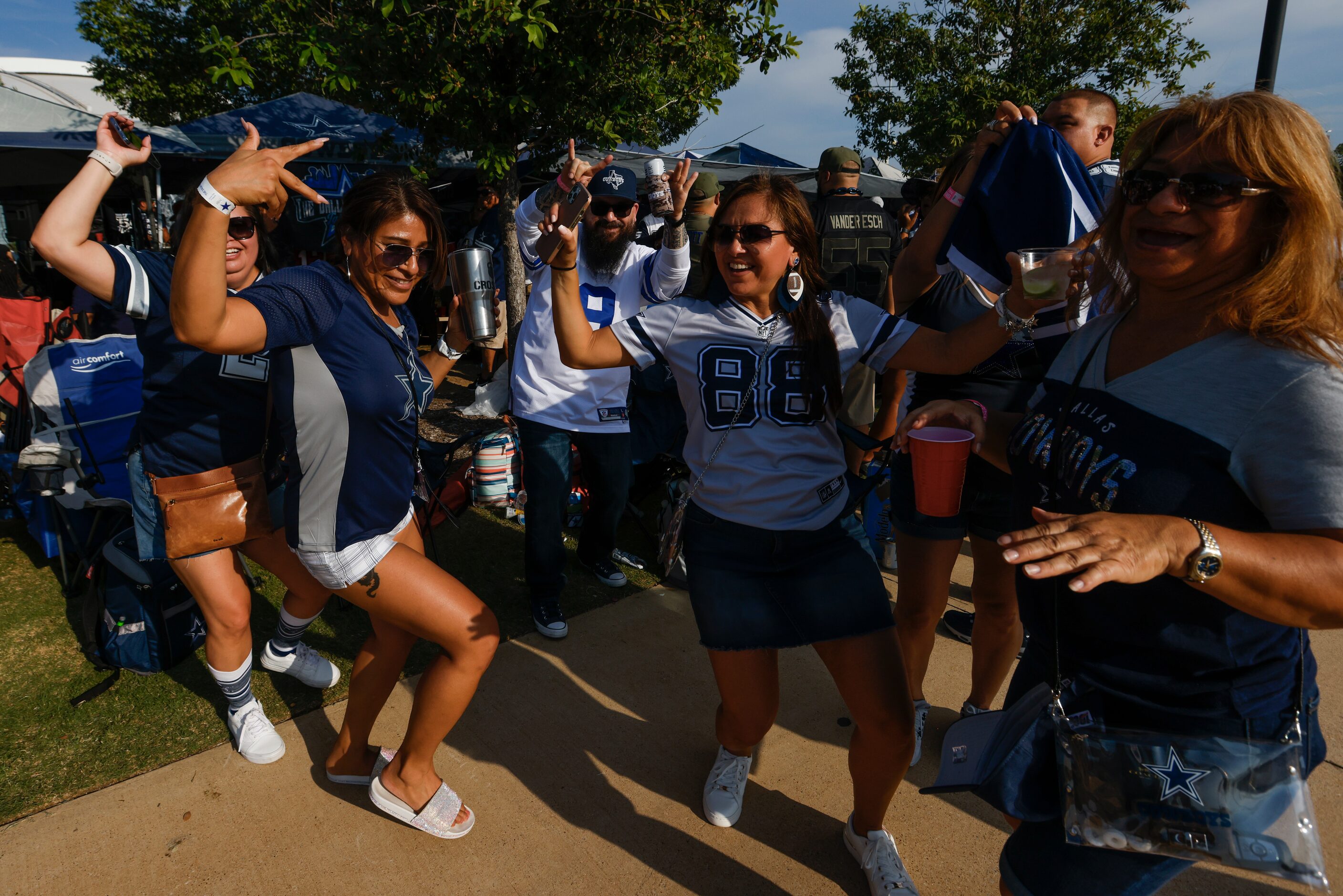 Doris Hauxwell (center left) of McKinney and Yvette Hauxwell (88) of Prosper dance to “La...