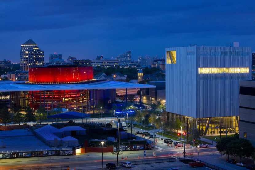 Exterior shots of the Wyly Theatre (right) and the Winspear Opera House (left) in downtown...