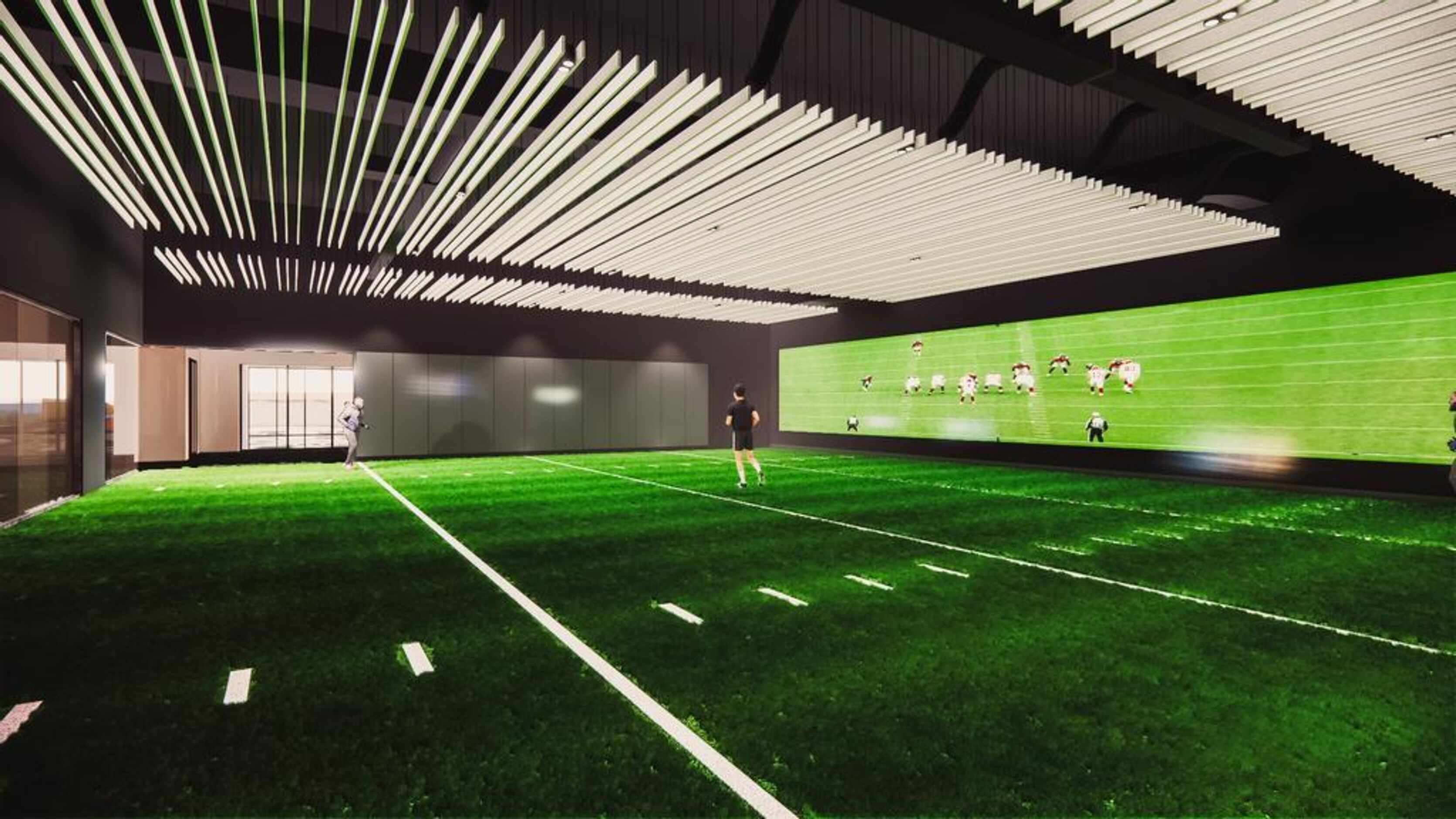 Rendering of a turf room at the Dustin R. Womble Football Center. (Courtesy of Texas Tech...