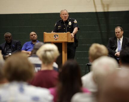 McKinney Police Chief Greg Conley speaks during a community forum. (Jason Janik/Special...