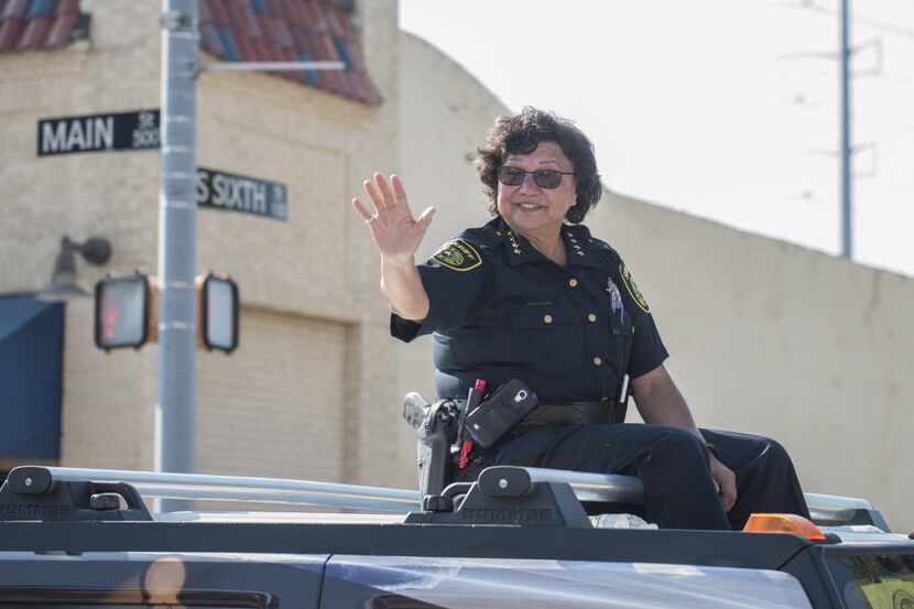 Then-Sheriff Lupe Valdez rode in Garland's Labor Day Parade in 2015. 