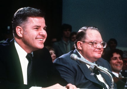 This May 2, 1980 file photo, shows multi-millionaire brothers W. Herbert Hunt, left, and...