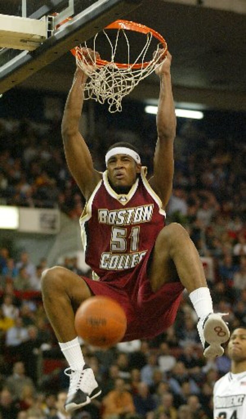 Boston College's Sean Williams dunks during the second half against Providence on  Jan. 26,...