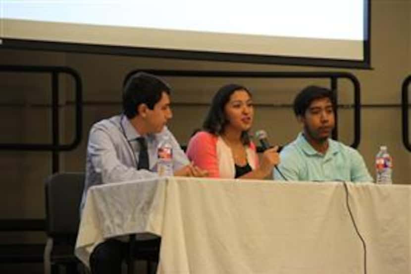  Student scientists talked about their work this summer at UT Southwestern to students at...
