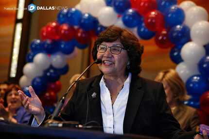 Dallas County Sheriff Lupe Valdez speaks during the Dallas County Democrats party at Hyatt...