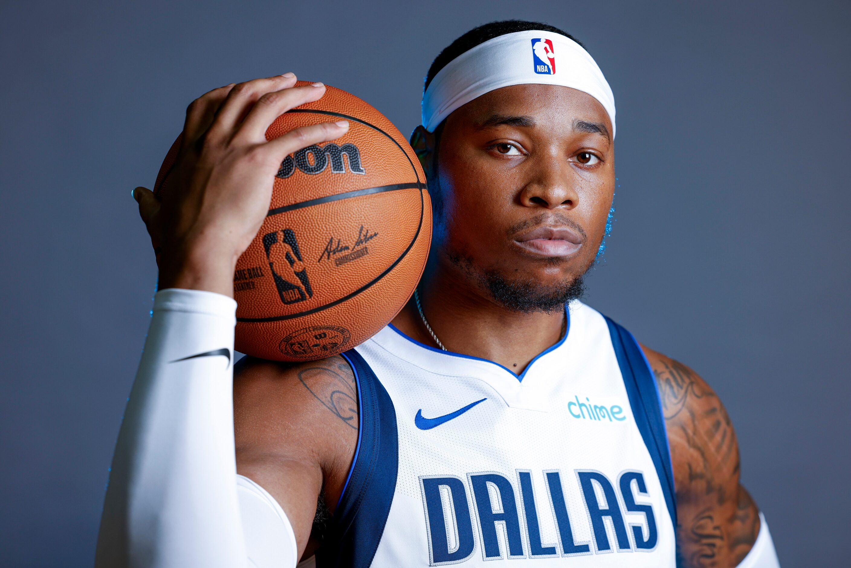 Dallas Mavericks’ Richaun Holmes poses for a photo during the media day on Friday, Sept. 29,...