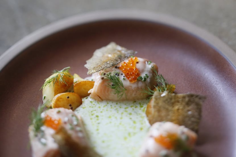 Sunburst trout with fingerling potato and smoked trout roe at FT33, one of only two...