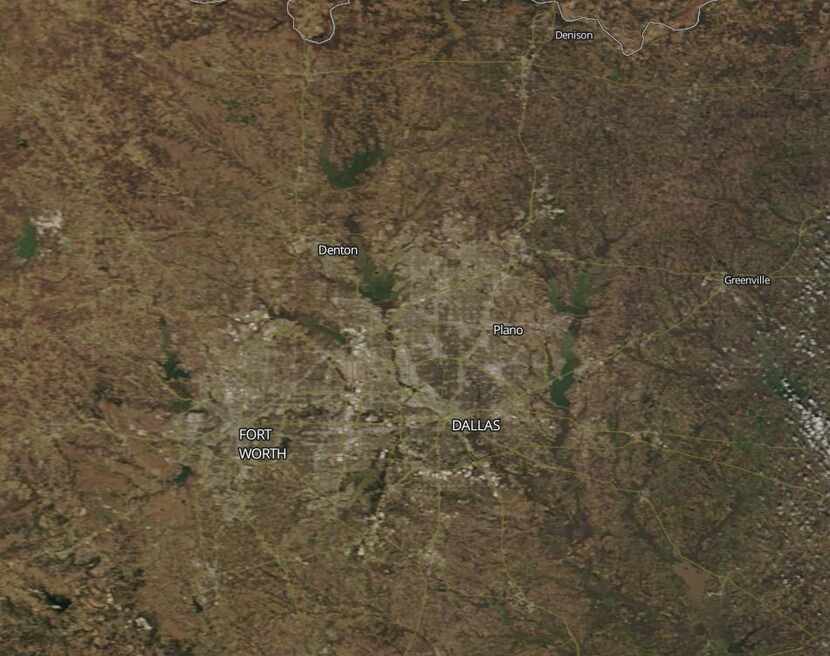 An image of Dallas-Fort Worth taken from space during the third week of January. 