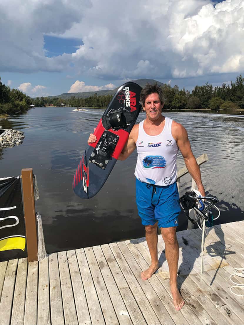 Dallas resident Paul Armour with his water-ski jumping equipment