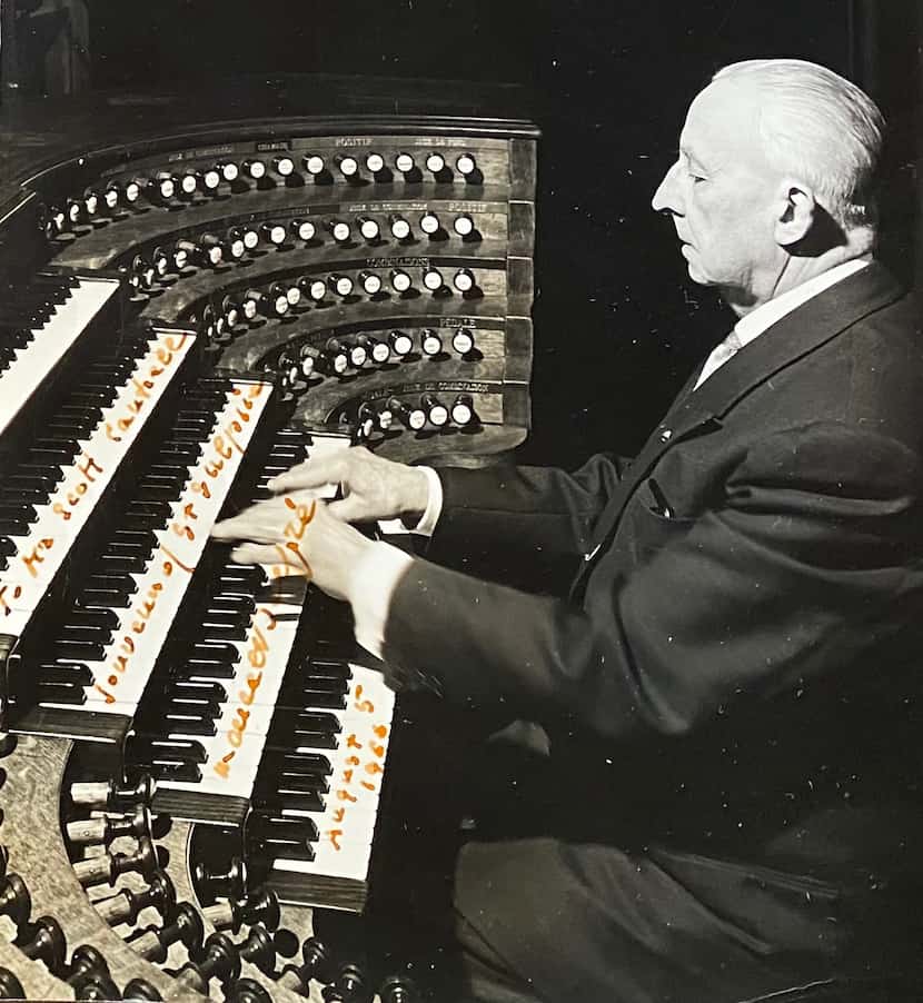 Marcel Dupré at the organ of St. Sulpice Church in Paris, France (autographed photo,...