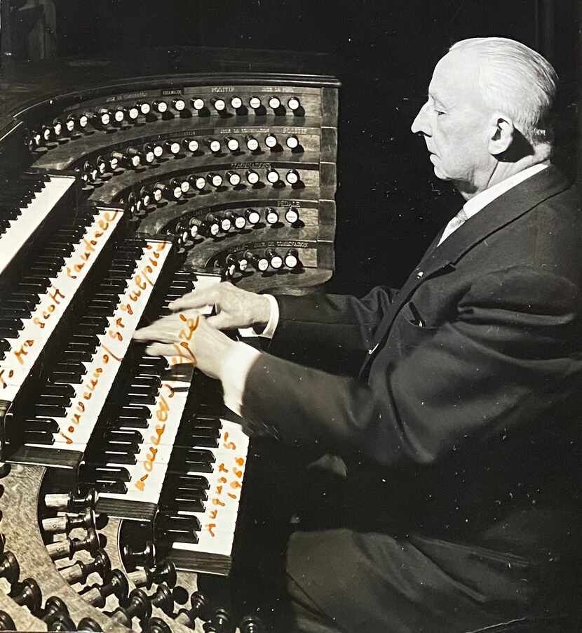 Marcel Dupré at the organ of St. Sulpice Church in Paris, France (autographed photo,...