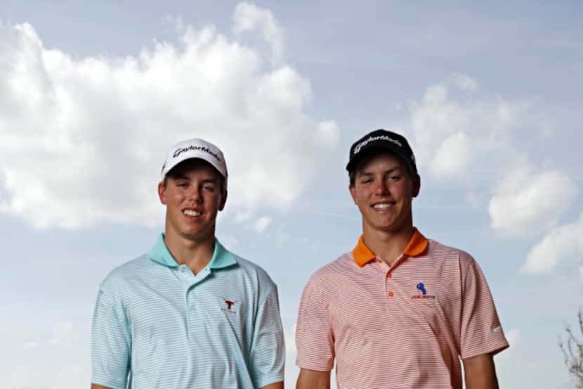 Pierceson (left) and Parker Coody, twin brothers who play for the Plano West golf team,...