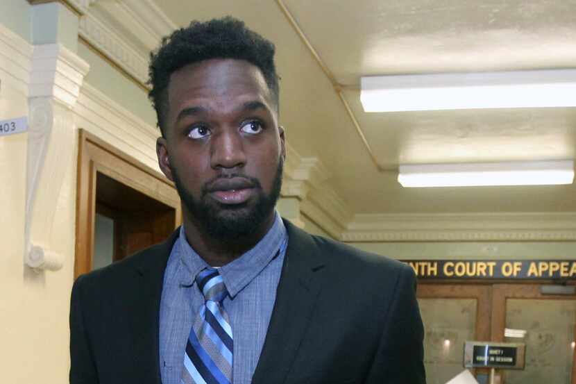 Former Baylor football player Sam Ukwuachu leaves the 10th Court of Appeals following...