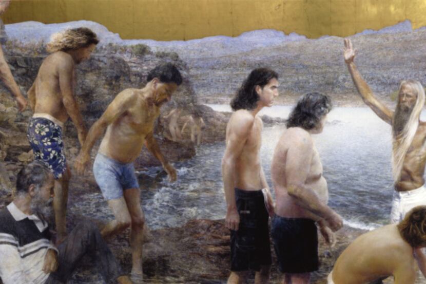 John Cobb has used homeless men as models for his paintings, such as Baptism by Water.