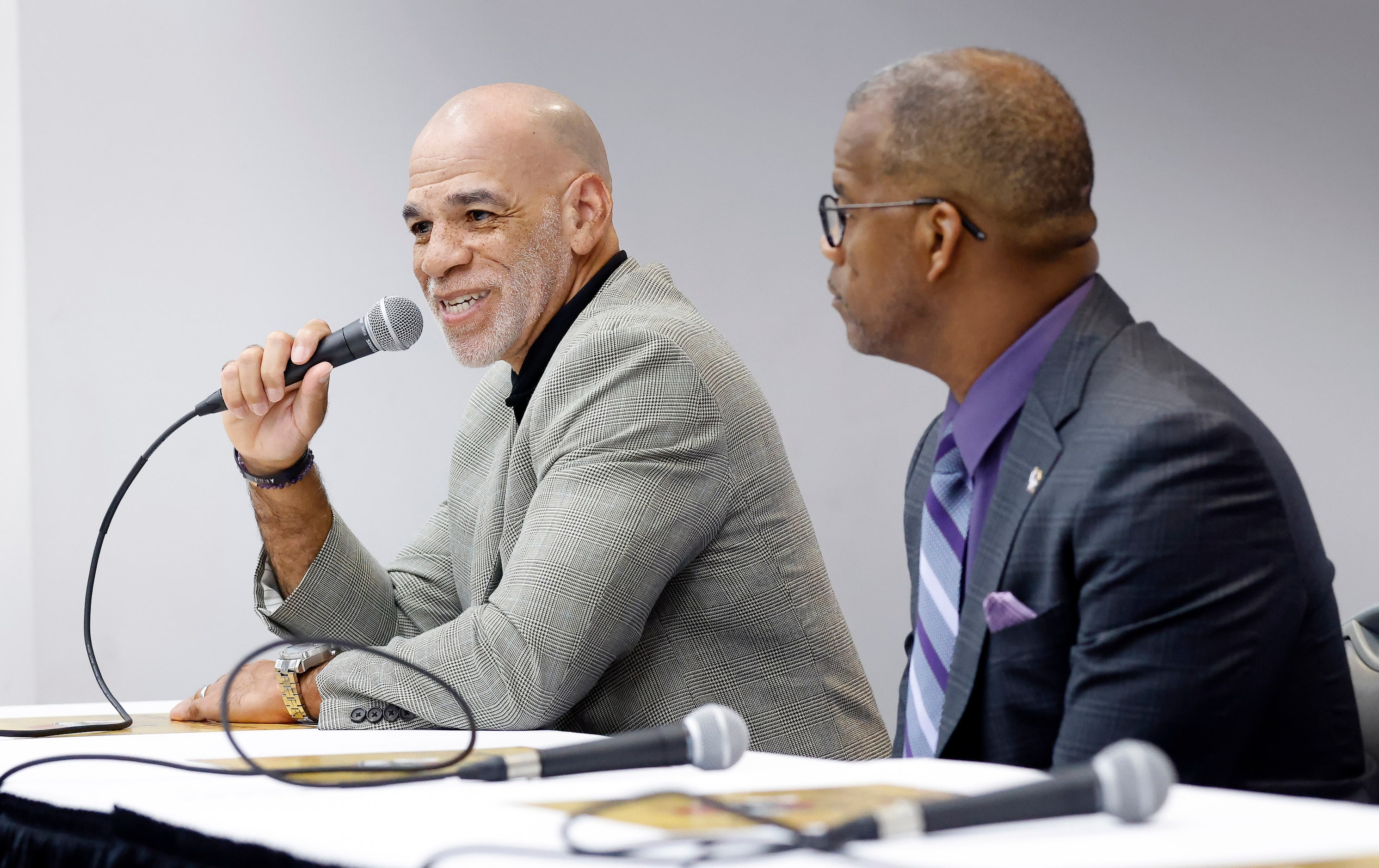 Prairie View A&M University Director of Athletics Anton Goff delivered remarks during the...