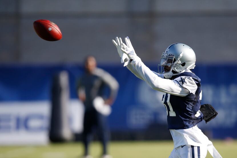 Dallas Cowboys cornerback Trevon Diggs (31) prepares to catch the ball in a drill during...