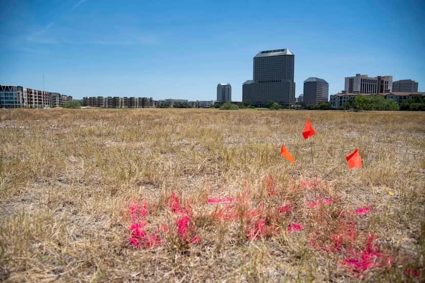 A view of the vacant lot at the intersection of West Las Colinas Boulevard and Promenade...