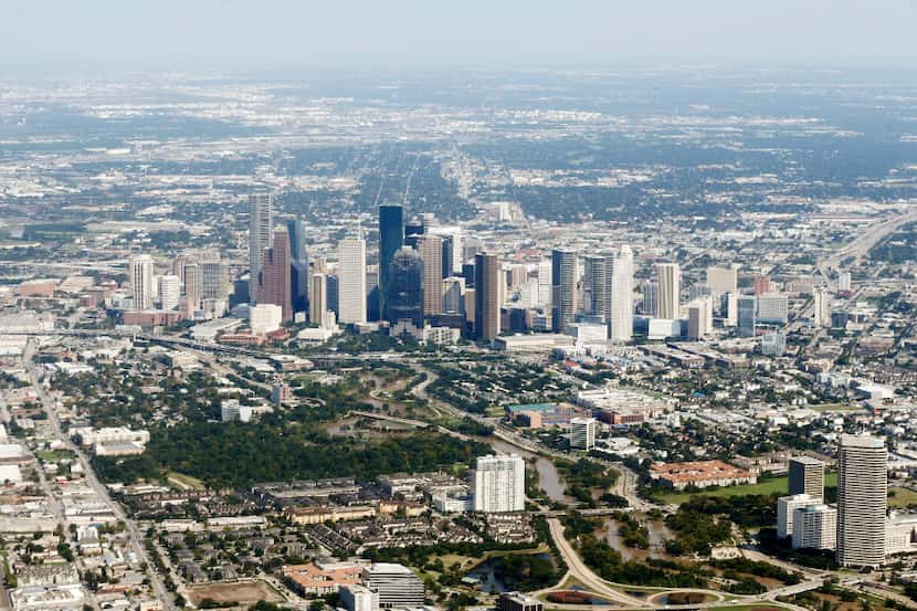 Downtown Houston skyline on Wednesday, September 6, 2017. (Vernon Bryant/The Dallas Morning...