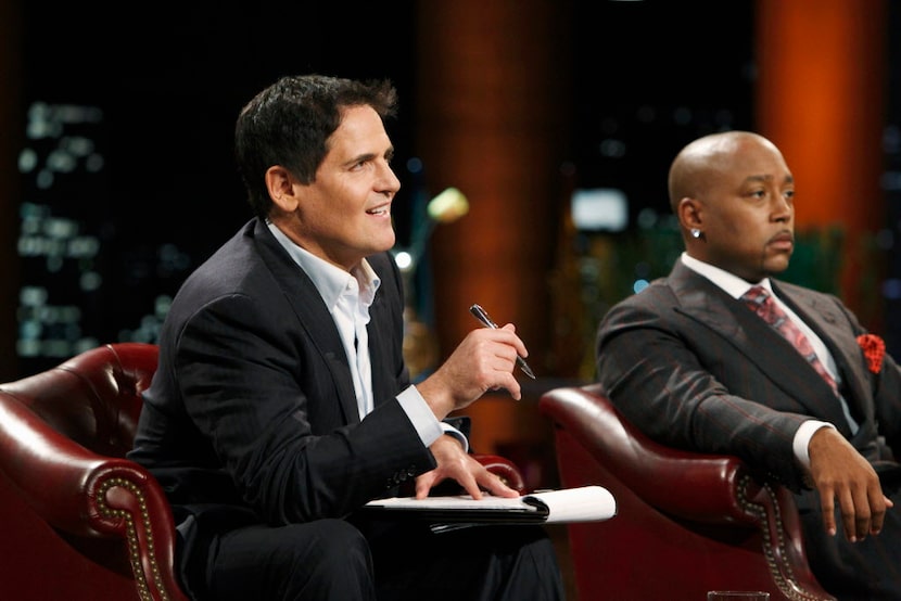 Mark Cuban, left, on an episode of "Shark Tank" in an undated handout photo. The show is one...